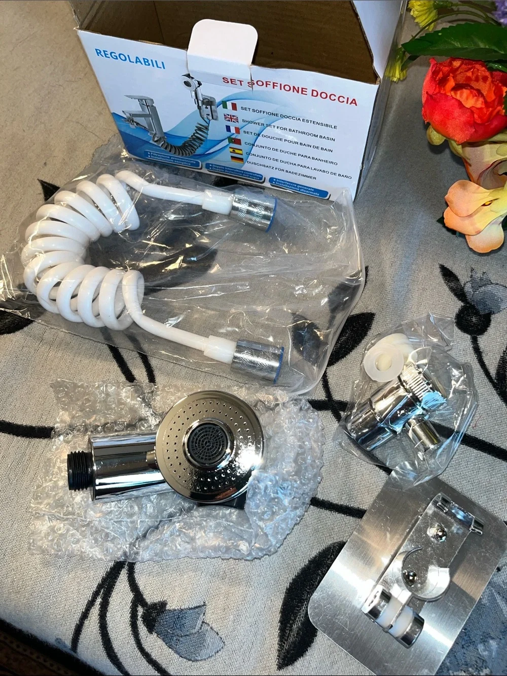 Adjustable Handheld Shower Set for Bathroom Basin - Silver